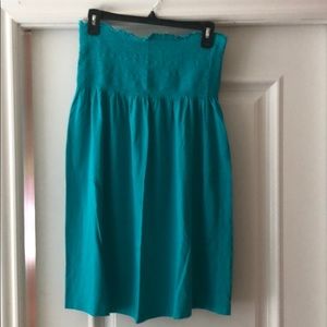 Teal strapless cover up